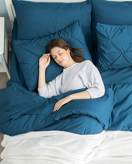 Bedsure Full Size Comforter Sets - Bedding Sets Full 7 Pieces, Bed in a Bag Teal Blue Bed Sets with Comforter, Sheets, Pillowcases & Shams, Adult & Kids Bedding - LeafyLoom