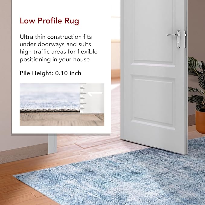 nuLOOM Katia Modern Abstract Machine Washable Ultra Thin Runner Rug, 2' 6" x 8', Blue - LeafyLoom
