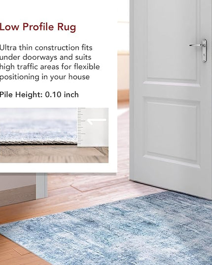nuLOOM Katia Modern Abstract Machine Washable Ultra Thin Area Rug, 3' x 5', Blue - LeafyLoom