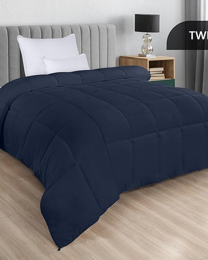 Utopia Bedding All Season 250 GSM Comforter - Plush Siliconized Fiberfill Comforter Twin - Box Stitched (Twin/Twin XL, Navy) - LeafyLoom