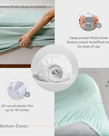 Purity Home Organic 100% Cotton King Size Sheets Set White, Percale Weave King Bedding Set, Crisp, Cooling & Breathable White Bed Sheets King Size, Fits Mattress Upto 16" Deep Pocket - LeafyLoom