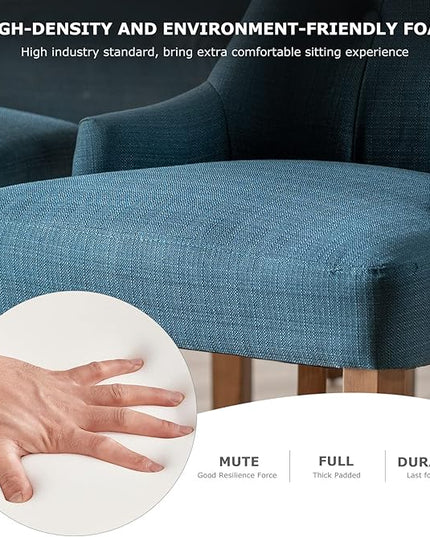 COLAMY Wingback Upholstered Dining Chairs Set of 6, Fabric Side Dining Room Chairs with Tufted Button, Living Room Chairs for Home Kitchen- Dark Blue - LeafyLoom