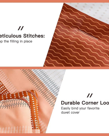 Litanika Burnt Orange Twin/Twin XL Bed Comforter Set, 2 Pieces Boho Terracotta Stripe Colorblock Bedding Comforter Set, Rust Fluffy Bed Set (66x90In Comforter & 1 Pillowcase) - LeafyLoom