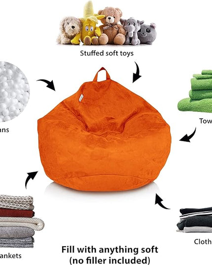 Bean Bag Stuffed Animal Storage Or Cover | No Filler | Extra Large | for Adults Or Kids | Double Stitched | Durable Zipper | Premium Microsuede - LeafyLoom