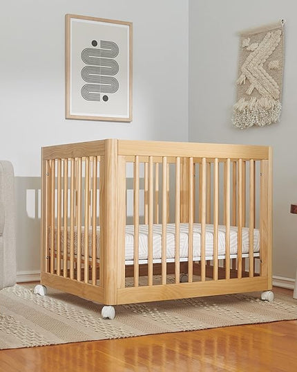 Babyletto Yuzu Convertible All-Stages Bassinet, Midi, Full-Size Crib in Natural, Greenguard Gold Certified, Portable & Adjustable with Conversion Kits and Pads Included - LeafyLoom