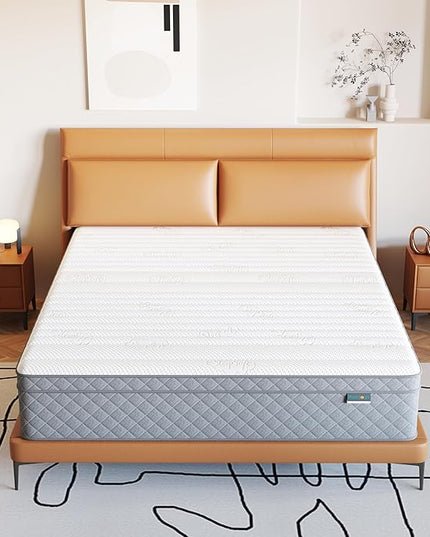 Firm Full Mattress, PurrJoys12 Inch Cooling-Gel Memory Foam and Pocket Spring Hybrid Mattress, Full Size Mattress in a Box, CertiPUR-US Certified, Firm, Full Bed Mattress - LeafyLoom
