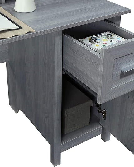 Techni Mobili Classic Office Storage Writing Desk, Grey - LeafyLoom