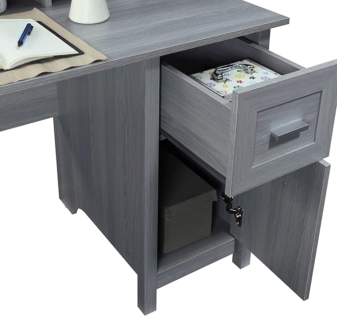 Techni Mobili Classic Office Storage Writing Desk, Grey - LeafyLoom