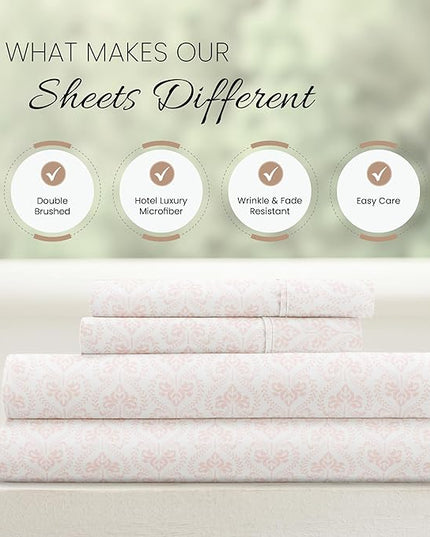 Linen Market 4 Piece Full Bedding Sheet Set (Pink Roses) - Sleep Better Than Ever with These Ultra-Soft & Cooling Bed Sheets for Your Full Size Bed - Deep Pocket Fits 16" Mattress - LeafyLoom