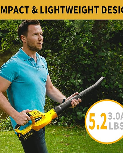 20V Cordless Leaf Blower with Battery Fast Charger Leaf Blower Sweeper (yellow 3.0A) - LeafyLoom