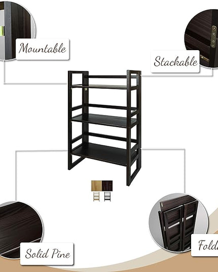 Casual Home 3-Shelf Student 20.75" Wide Folding Bookcase, Natural (New) - LeafyLoom