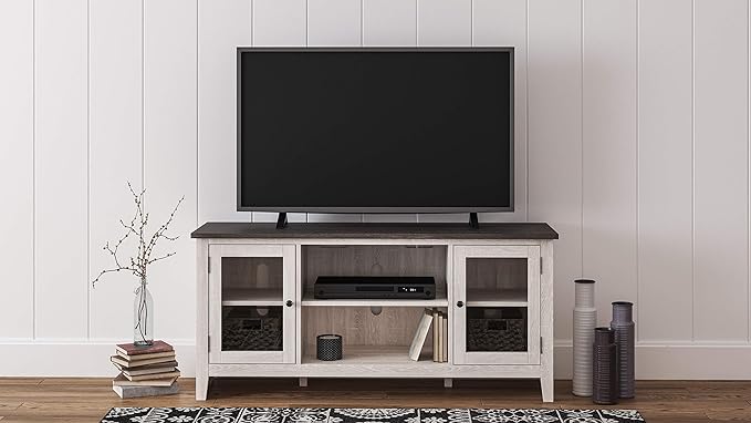Signature Ashley Dorrinson Farmhouse TV Stand and Coffee Table Set - LeafyLoom