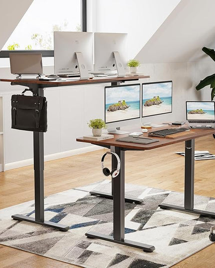 STARY Electric Memory Preset 48 x 24 Inches Adjustable Height Computer Workstation Sit Stand Home Office Desk with Splice Board, 4824, Rustic Brown/Black Frame - LeafyLoom