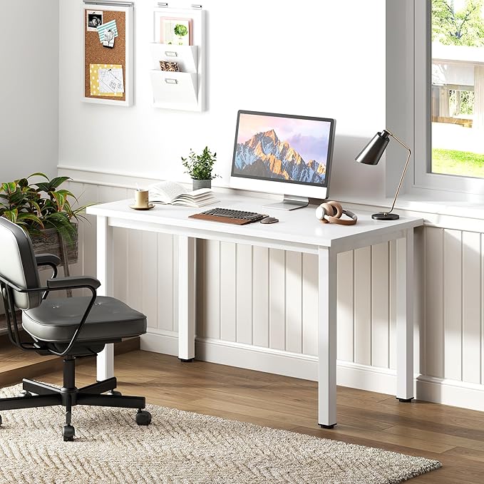 Need Small Desk, 39.4 inches Sturdy Writing Desk for Small Spaces, Small Computer Desk Teens Desk Study Table Laptop Desk Home Ofice Desk, White - LeafyLoom