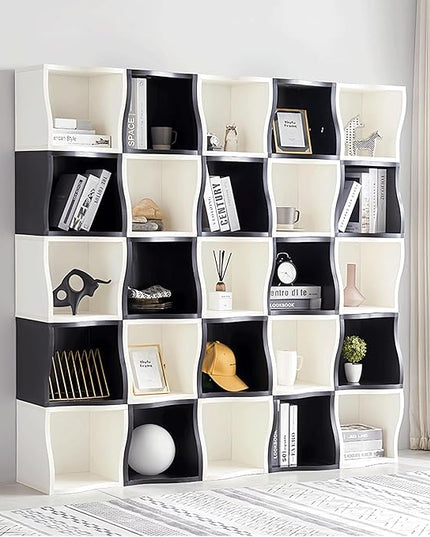DIY Bookcase, 2 Cube Storage Organizer, Stackable Modular Book Shelf for Bedroom, Living Room, Office, Closet - LeafyLoom
