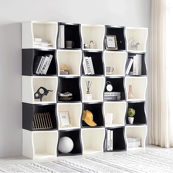 DIY Bookcase, 2 Cube Storage Organizer, Stackable Modular Book Shelf for Bedroom, Living Room, Office, Closet - LeafyLoom