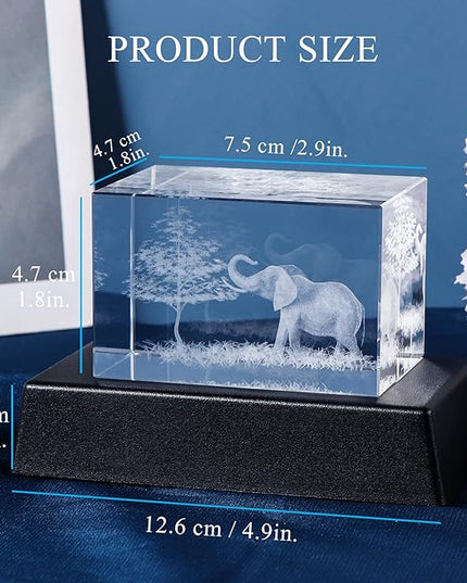 Qianwei Elephant Gifts for Women Decorations for Home, 3D Crystal Elephant Decor Stuff Figurines Statue Gift for Elephant Lovers, Mother Day Birthday Gifts for Mom Mother Mama from Daughter Son - LeafyLoom