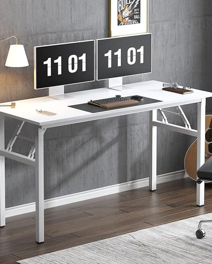 Need 55 inches Computer Desk Office Desk Folding Table with BIFMA Certification Computer Table Workstation,White AC5DW-140 - LeafyLoom