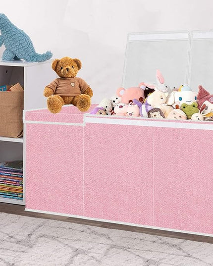 Toy Storage for Girls - Extra Large Kids Toy Box Chest,Collapsible Toy Organizers and Storage for Nursery,Playroom,Office 35.8"x12.6"x16"(Pink) - LeafyLoom