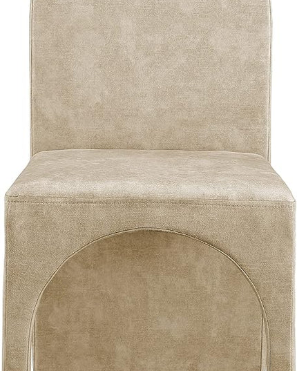 Meridian Furniture Summer Collection Modern | Contemporary Velvet Upholstered Dining Side Chair with Steel Frame, Set of 2, Beige - LeafyLoom