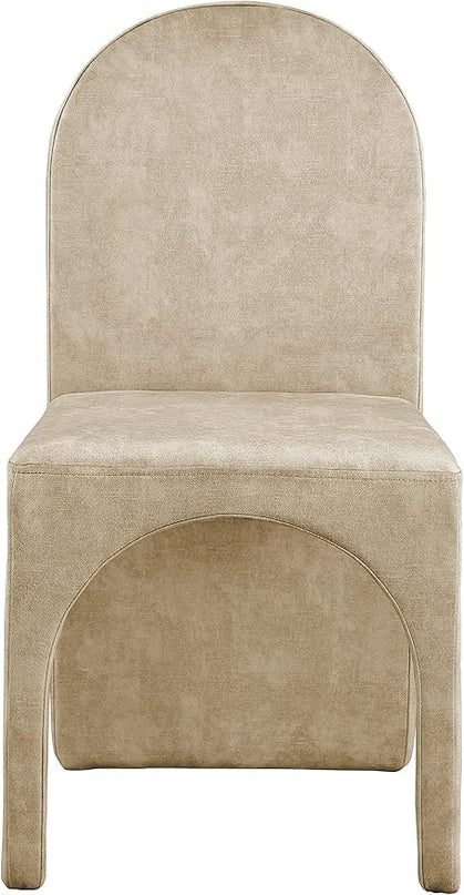 Meridian Furniture Summer Collection Modern | Contemporary Velvet Upholstered Dining Side Chair with Steel Frame, Set of 2, Beige - LeafyLoom