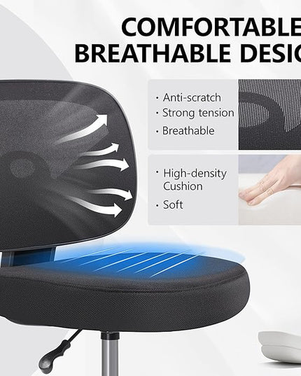 Primy Office Drafting Chair Armless, Tall Office Desk Chair Adjustable Height and Footring, Mid-back Ergonomic Standing Desk Chair Mesh Rolling Tall Chair for Art Room, Office or Home(Black) - LeafyLoom
