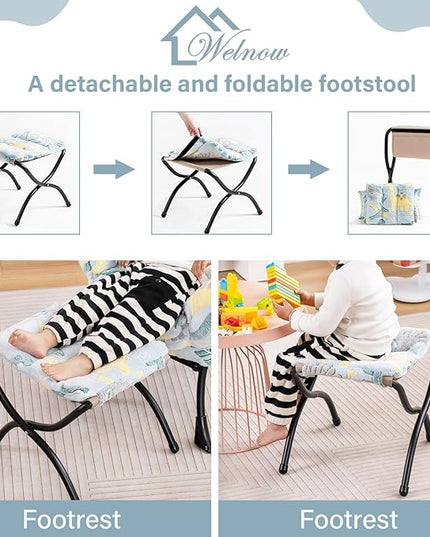 Welnow Toddler Kids Lazy Chair with Ottoman, Glow in The Dark Accent Comfy Lounge Children Armchair Couch with Removable Cover, Detachable Reading Chair with Footrest for Boy or Girl - LeafyLoom