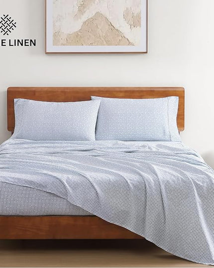 LANE LINEN 100% Organic Cotton Twin XL Sheets Set 3-Piece Pure Percale Bedsheets Soft Bedding Breathable Fits Mattress Upto 15" Deep - Polka Dot - LeafyLoom