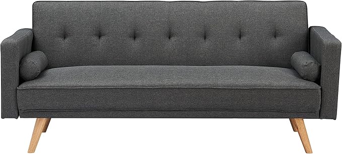 NicBex Sectional Couch Sofa with 2 Round Pillows Cotton Sofa Bed Cloud Couch for Living Room Furniture Sets with Adjustable Back, Modular Sofa for Living Room, Bedroom, Apartment,71.6" L, Dark Gray - LeafyLoom