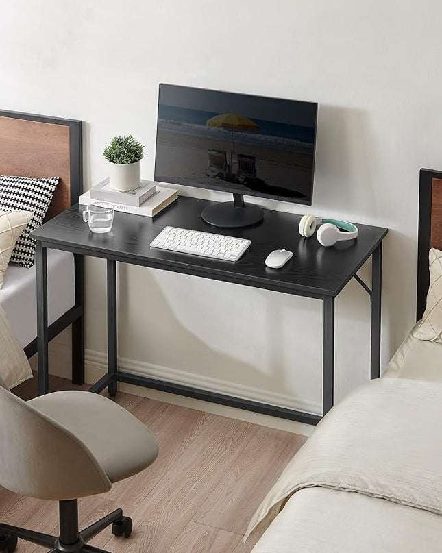 VASAGLE Computer Desk, Gaming Desk, Home Office Desk, for Small Spaces, 19.7 x 39.4 x 29.5 Inches, Industrial Style, Metal Frame, Black with Wood Grain ULWD041B56 - LeafyLoom