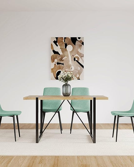 NicBex Dining Chairs Set of 4 Modern Upholstered Linen Dining Room Kitchen Chairs with Black Metal Legs,Side Chairs for Dining Room, Kitchen,Living Room, and Restaurants,Light Green - LeafyLoom