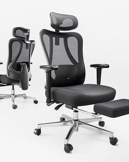 Hbada P3 Ergonomic Office Chair with 2D Adjustable Armrest, Office Chair with 2D Adjustable Lumbar Support, Computer Chair with Tilt Function, Desk Chair with Footrest Black - LeafyLoom