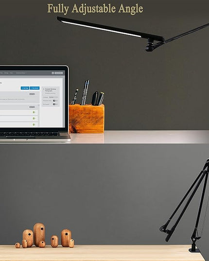 LED Desk Lamp, Architect Task Lamp, 12W Eye-Caring Metal Swing Arm Dimmable Drafting Table Lamp with Clamp,Touch Control Desk Lamp, Study Reading Work Office Workbench - LeafyLoom