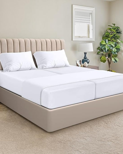 Utopia Bedding Split King Bed Sheets Set - 5 Piece Bedding - Brushed Microfiber - Shrinkage and Fade Resistant - Easy Care (Split King, White) - LeafyLoom