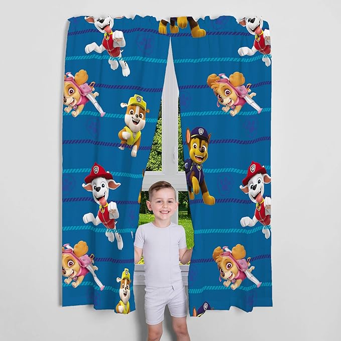 Franco Paw Patrol Kids Room Decor Bundle with Area Rug (69 in x 52 in) and Window Curtains (82 in x 63 in) - LeafyLoom