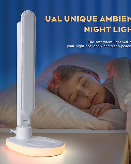 Led Desk Lamp with Charger: Office Table Lamps with USB Wireless Charging for Home Reading - Desk Lights with Clock for College - LeafyLoom