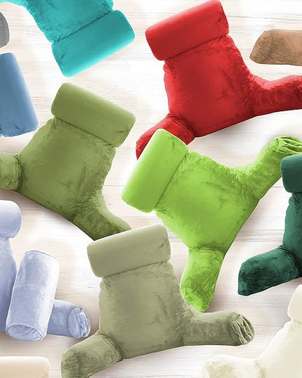 Clara Clark Reading Pillow, Large Back Pillow for Sitting Up in Bed, Memory Foam Back Support Pillow, Reading Pillows for Sitting in Bed Adult Holiday Color Sit Up Pillow for Bed with Arms and Pockets - LeafyLoom