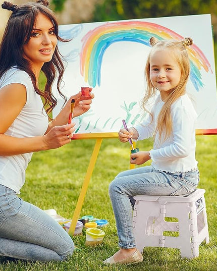 Delxo 9” Folding Step Stool in White,1 Pack Premium Heavy Duty Foldable Stool for Kids,Portable Collapsible Plastic Step Stool,Non Slip Folding Stools for Kitchen Bathroom Bedroom - LeafyLoom