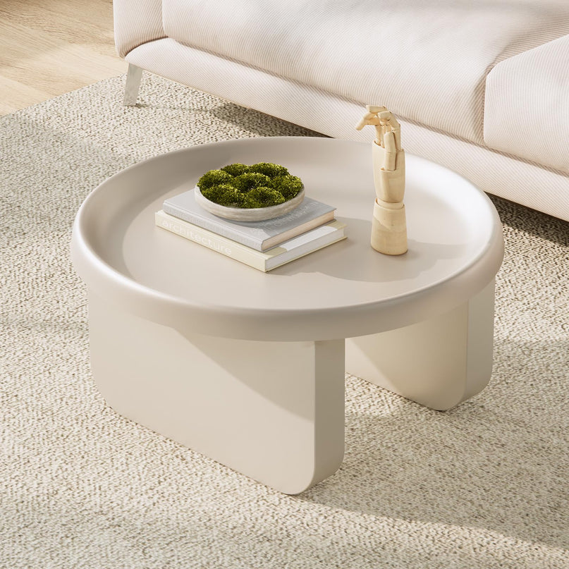 Round Coffee Table,Modern Coffee Table,Unique Circle Coffee Tables,Metal Center Table for Living Room (Black, 29.5 x 16.5) LeafyLoom