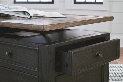 Signature Design by Ashley Tyler Creek Rustic Farmhouse Lift Top Coffee Table with Drawers, Brown & Black - LeafyLoom