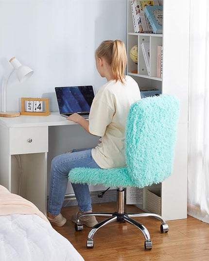 Faux Fur Rolling Task Chair, Mint - LeafyLoom
