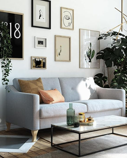Mr. Kate Tess Sofa with Soft Pocket Coil Cushions, Small Space Living Room Furniture, Light Gray Linen - LeafyLoom