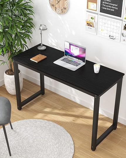 39 Inch Small Space Computer Desk, Home Office Desk, Heavy Duty Multipurpose Table, Study Desk Workstation, Black - LeafyLoom