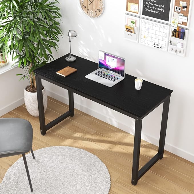 39 Inch Small Space Computer Desk, Home Office Desk, Heavy Duty Multipurpose Table, Study Desk Workstation, Black - LeafyLoom