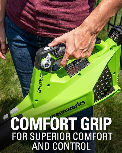 Greenworks 24V (110 MPH / 450 CFM / 125+ Compatible Tools) Cordless Brushless Axial Leaf Blower, Tool Only - LeafyLoom
