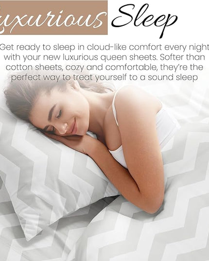 Linen Market 4 Piece Queen Bedding Sheet Set (Gray Arrow) - Sleep Better Than Ever with These Ultra-Soft & Cooling Bed Sheets for Your Queen Size Bed - Deep Pocket Fits 16" Mattress - LeafyLoom