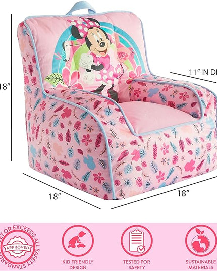 Idea Nuova Disney Minnie Mouse Smile Toddler Bean Bag Decorative Chair with Carry Handle, Large - LeafyLoom