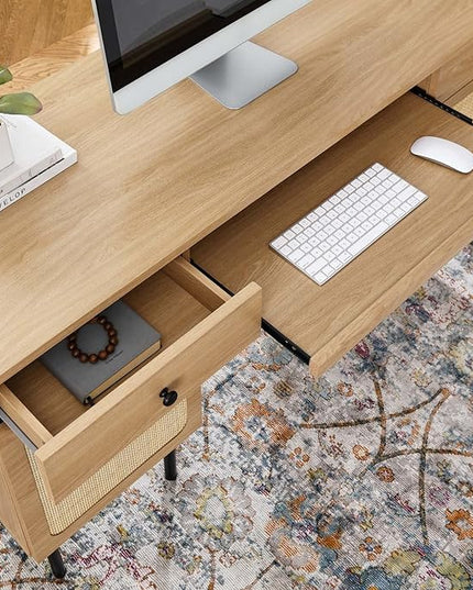 Modway Chaucer Modern Wood Grain Computer Office Desk, Oak - LeafyLoom