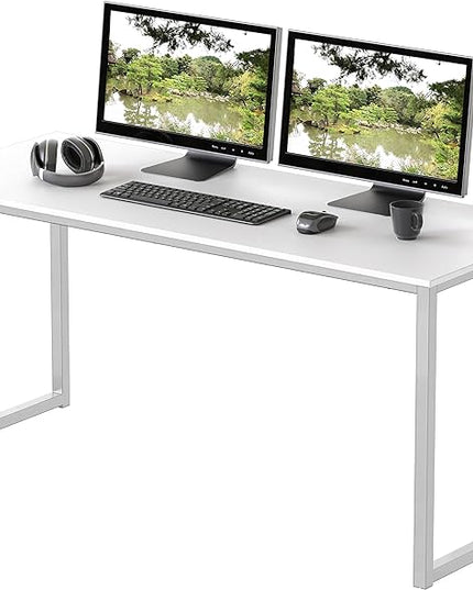 SHW Home Office 48-Inch Computer Desk, 24" Deep, White - LeafyLoom