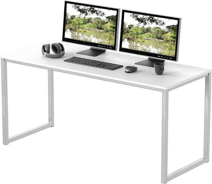 SHW Home Office 48-Inch Computer Desk, 24" Deep, White - LeafyLoom
